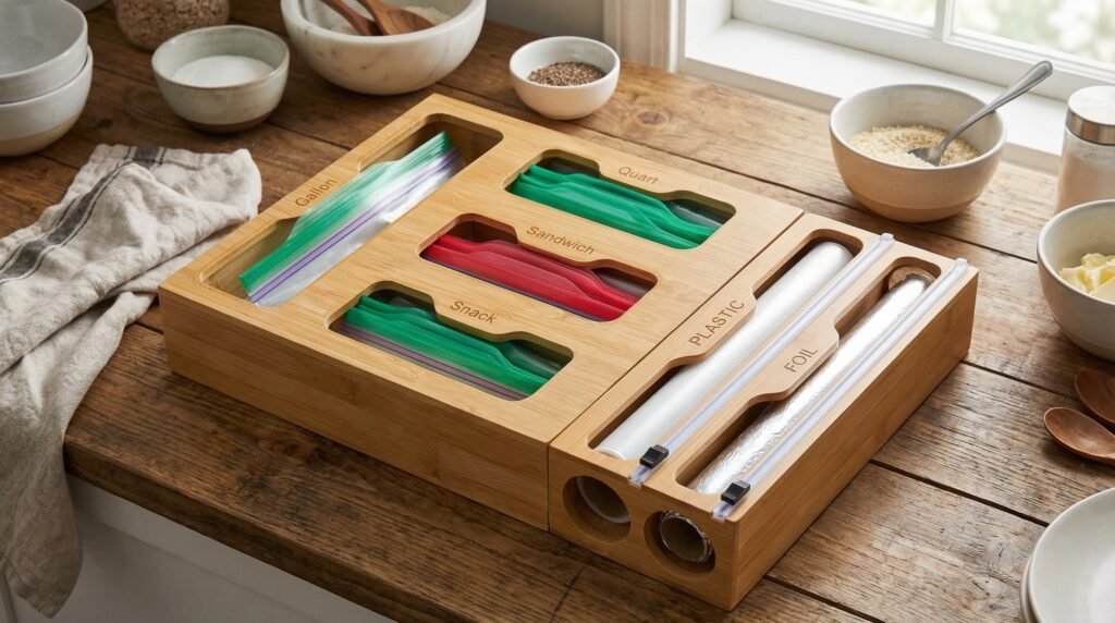 12 Amazing Kitchen Drawer Ideas You Need to Try a allinone food storage bag and wrap dispenser lai delpmaspu