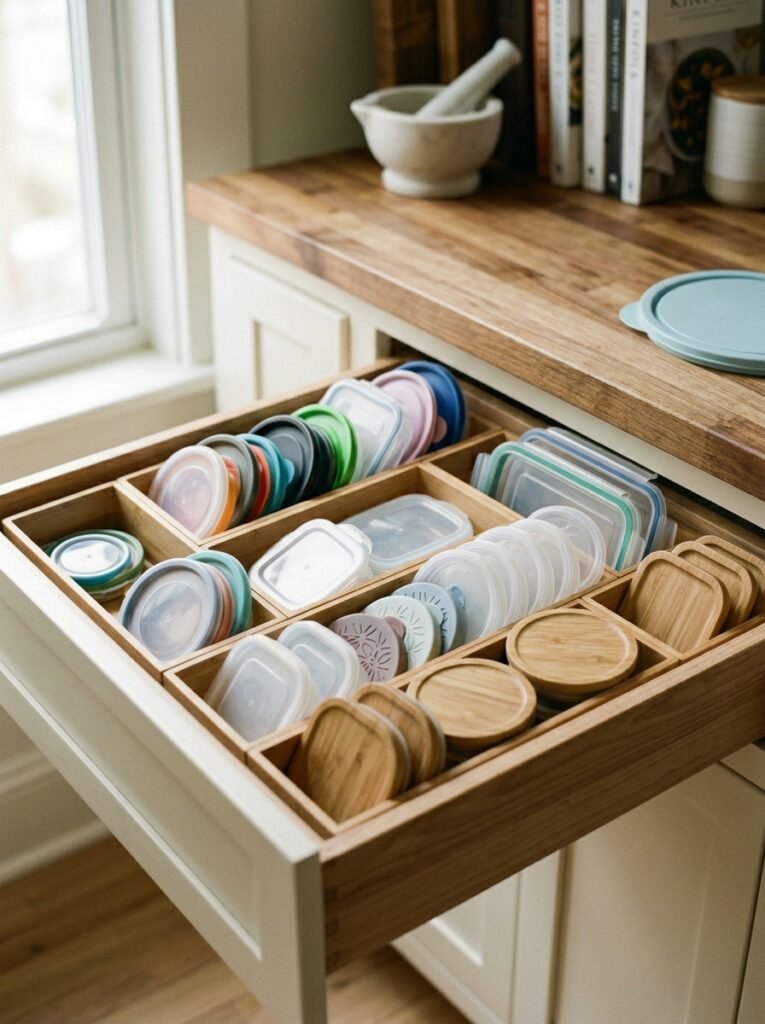 container lid organizer inside drawer