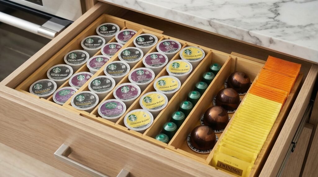 12 Amazing Kitchen Drawer Ideas You Need to Try editorial style photography a tea bag and coffee p delpmaspu