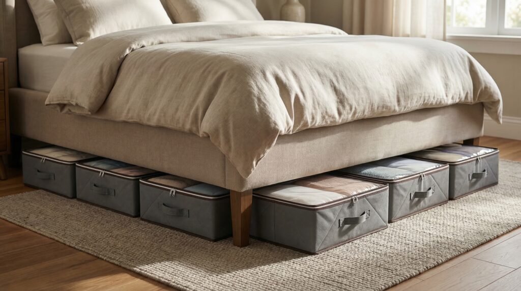 17 Amazing Bedroom Organization Ideas You Never Thought Of editorial style photography of under bed storage b delpmaspu