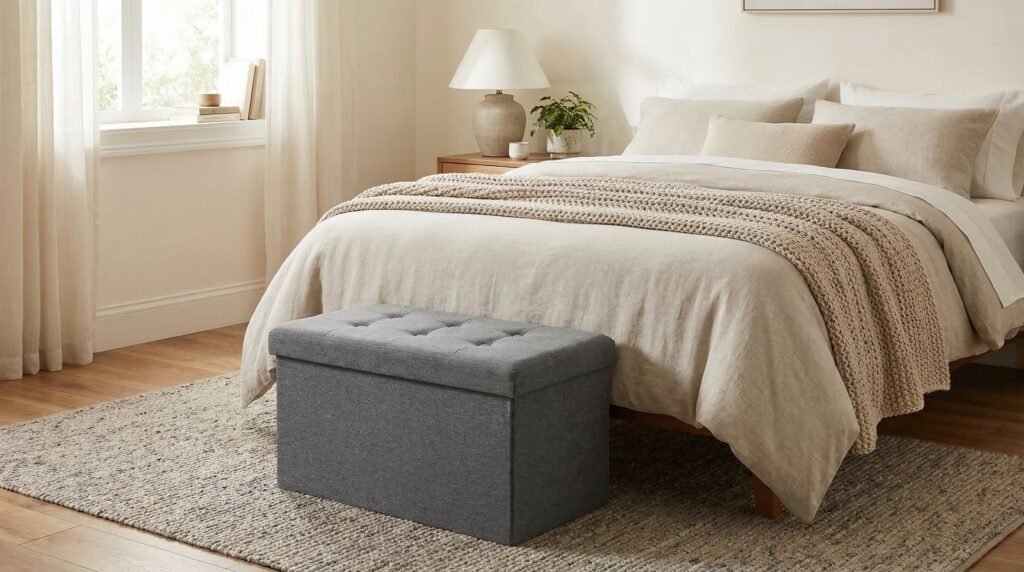 17 Amazing Bedroom Organization Ideas You Never Thought Of edtiorial style photography of a storage ottoman i delpmaspu