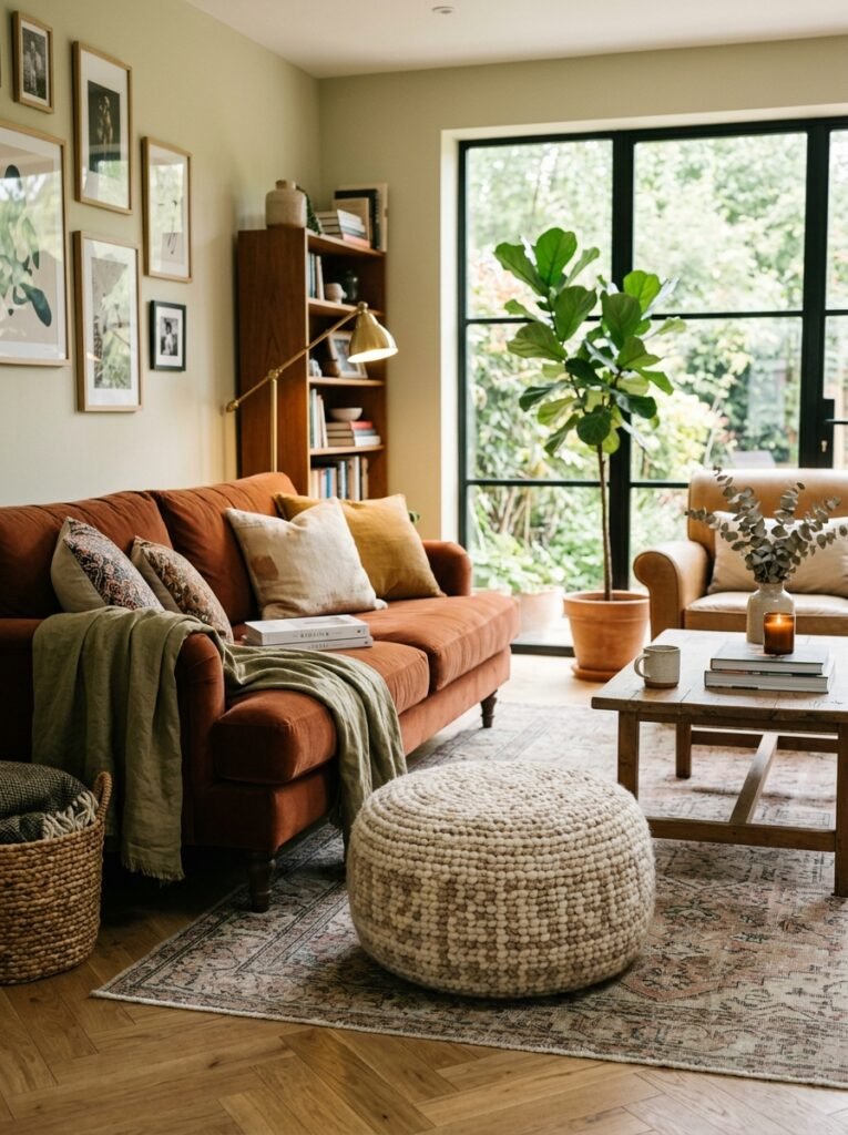 pouf ottoman in a living room 