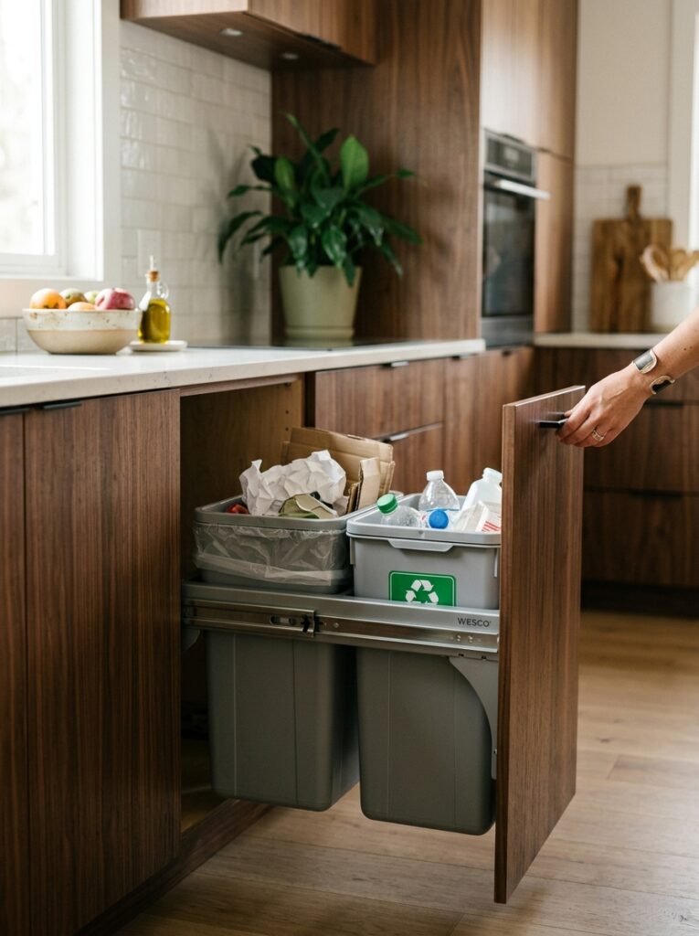 pull out waste bin cabinet 
