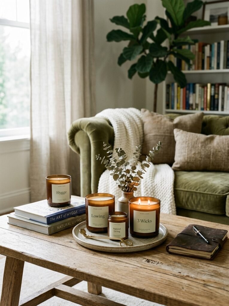 scented candles in living room 