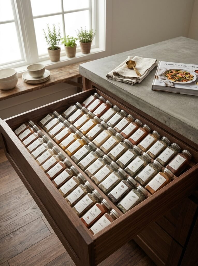 spice rack organizer inside kitchen drawer