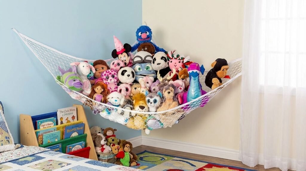 17 Amazing Bedroom Organization Ideas You Never Thought Of toy hammock hanging in bedroom 166ffd1e54