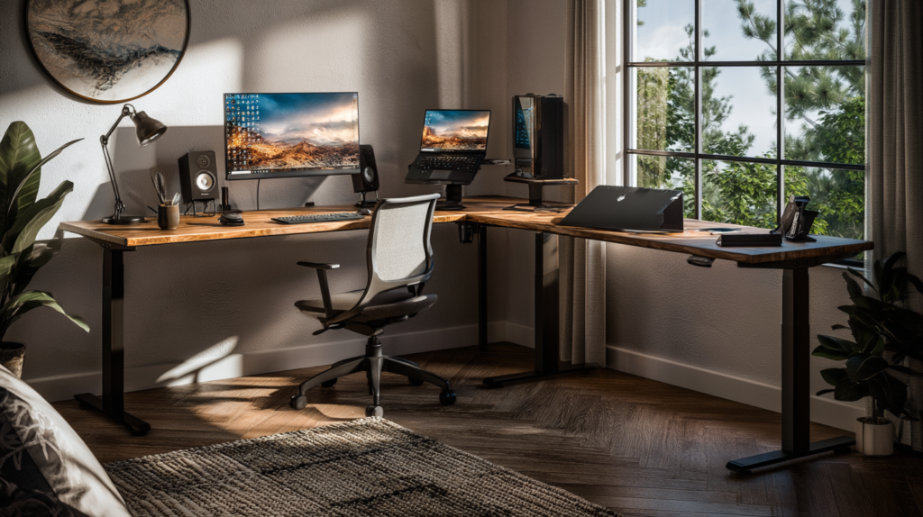 15 Amazing Home Office Ideas That Will Transform Your Workspace u3268376477 editorial style phootgraphy of an l shaped desk i c659cff8 e34c 45b0 9b60 e7caff85a349 2