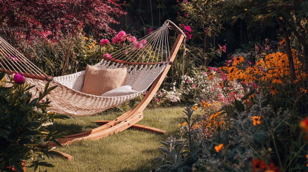u3268376477 editorial style photgraphy of a garden hammock in e2f296a0 c3d4 4547 b190 4714b00e91ec 1