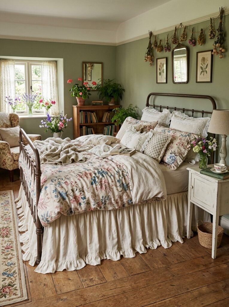 cozycore bedroom with bed skirt 