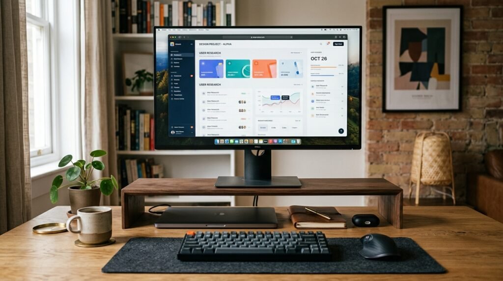 20 Desk Organization Ideas For a More Productive Workspace monitor riser on 202604071719