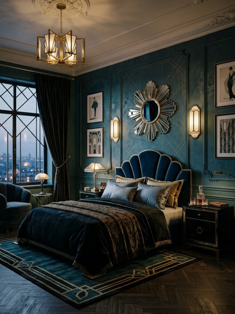 moody art deco bedroom 202606132109