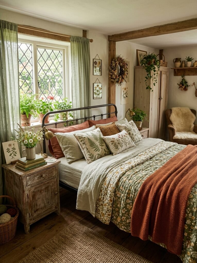 nature inspired cottagecore bedroom 