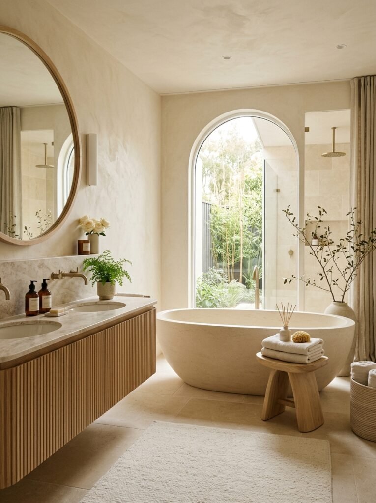 18 Elegant Spa-Like Bathroom Ideas For The Ultimate Retreat beige color spa bathroom