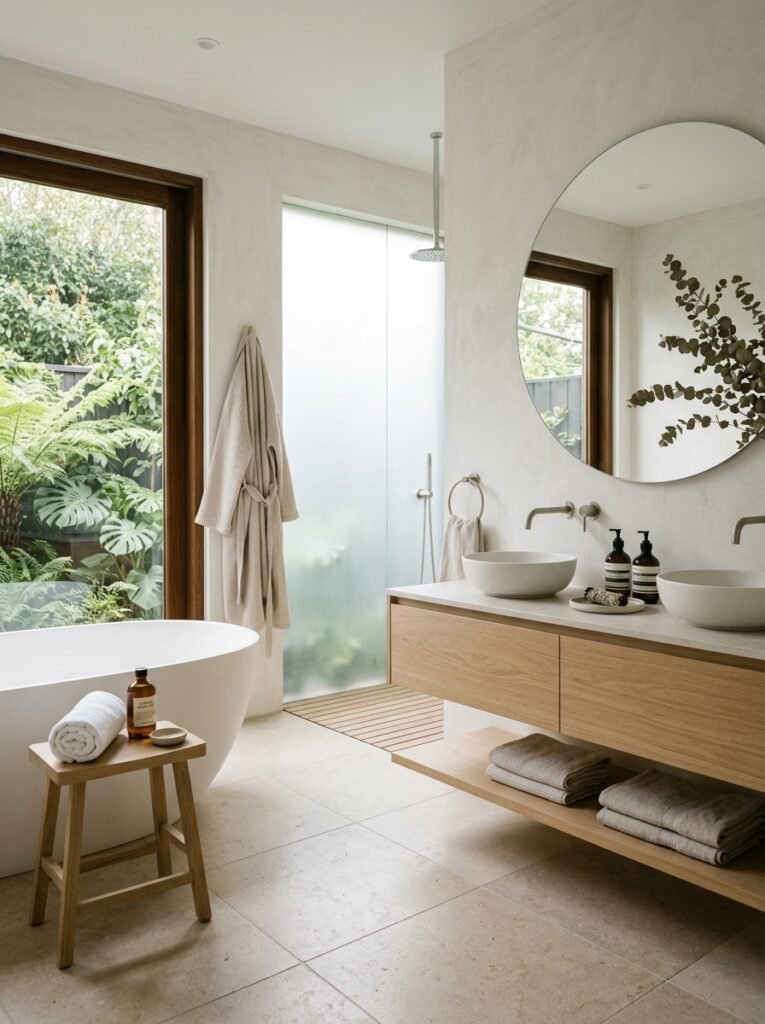 18 Elegant Spa-Like Bathroom Ideas For The Ultimate Retreat minimalistic style spa bathroom