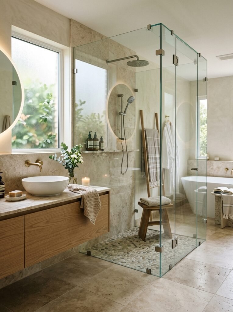 18 Elegant Spa-Like Bathroom Ideas For The Ultimate Retreat spa bathroom with glass shower
