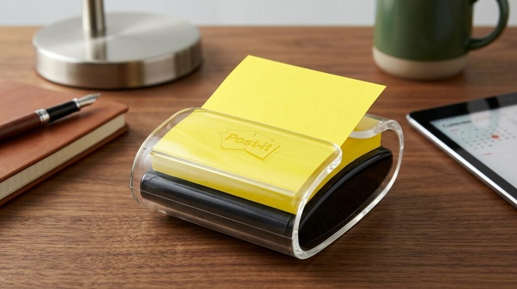 20 Desk Organization Ideas For a More Productive Workspace sticky note dispenser 202604071714