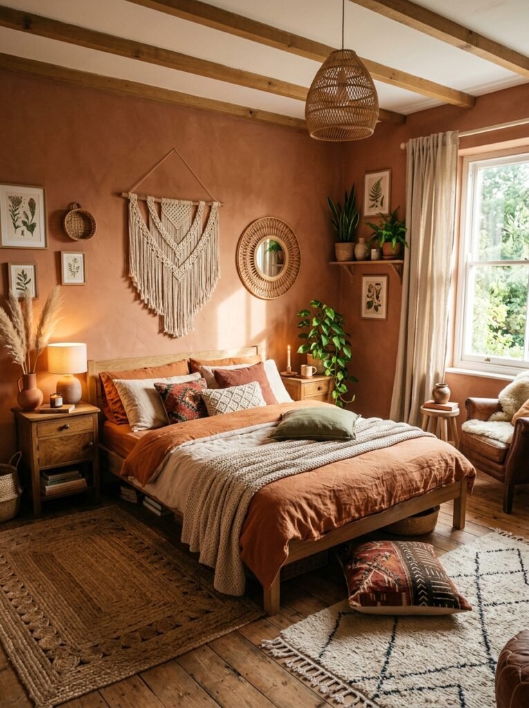 terracota boho bedroom