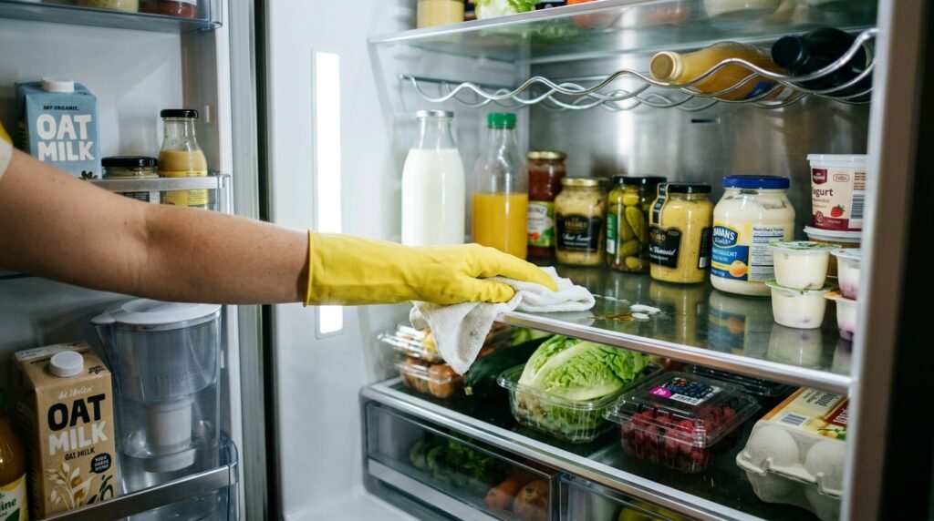 woman cleaning fridge 202604181434