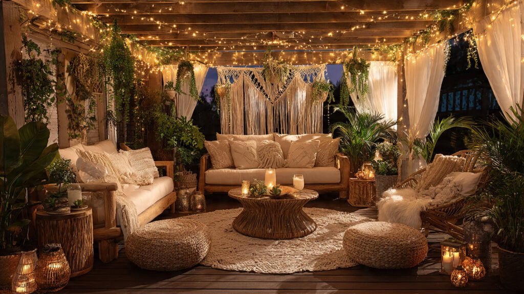 20 Beautiful Boho Patio Ideas For a Dreamy Outdoor Space editorial style phootgraphy of a boho patio with f