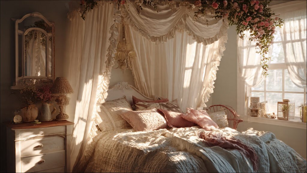 20 Dreamy Cottagecore Bedroom Ideas For The Ultimate Cozy Space editorial style photgraphy of a cottagecore bedroo