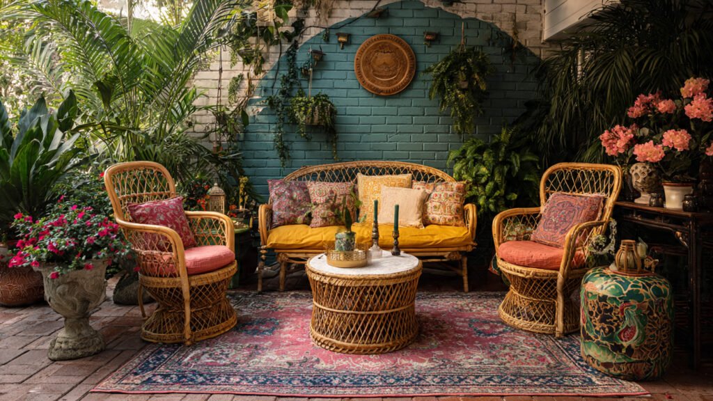 20 Beautiful Boho Patio Ideas For a Dreamy Outdoor Space editorial style photography of a boho patio deocra