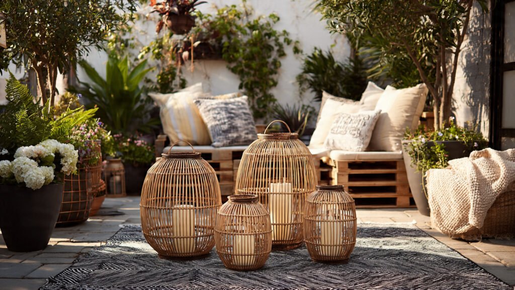 20 Beautiful Boho Patio Ideas For a Dreamy Outdoor Space editorial style photography of rattan lanterns on
