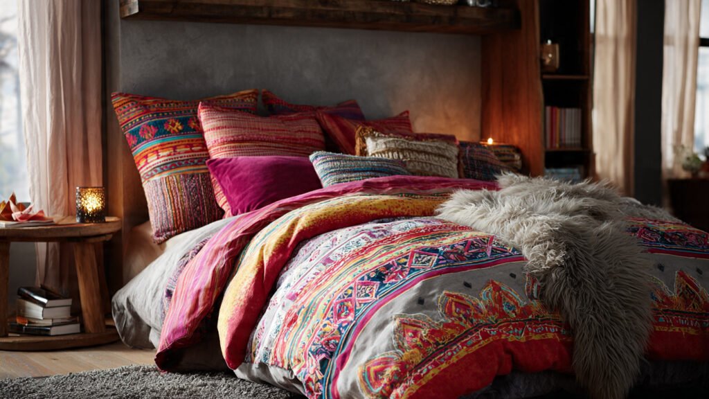 editorials tyle phootgraphy of a boho bedroom with