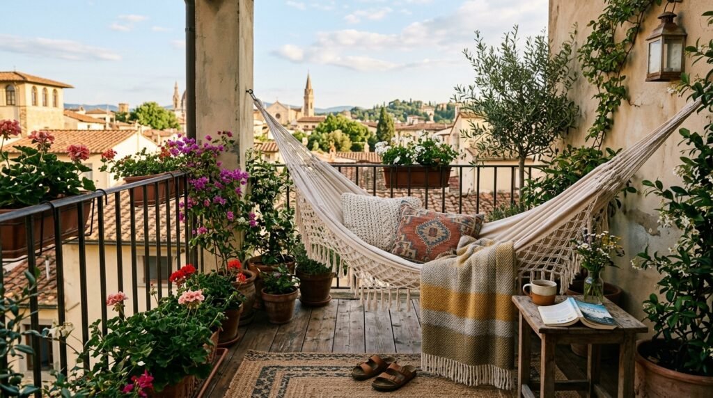 apartment balcony with hammock 202605261257