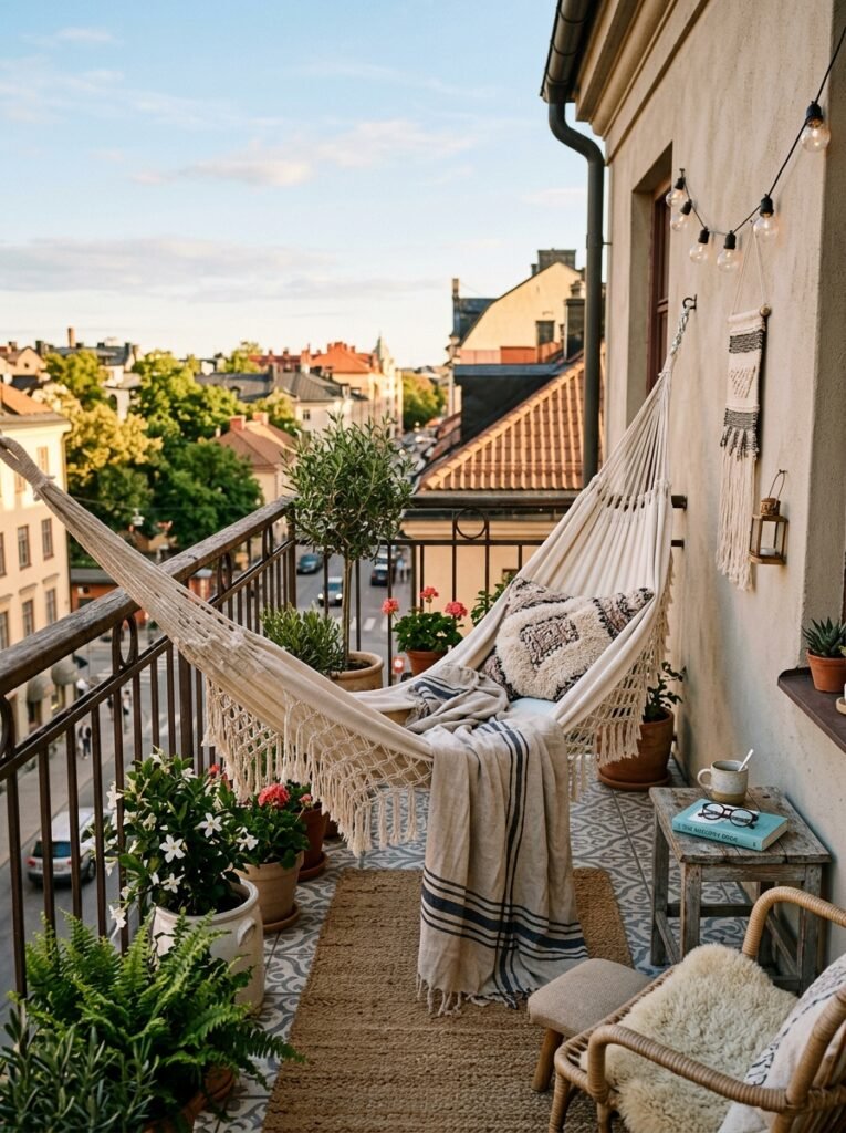 apartment balcony with hammock 202606141622