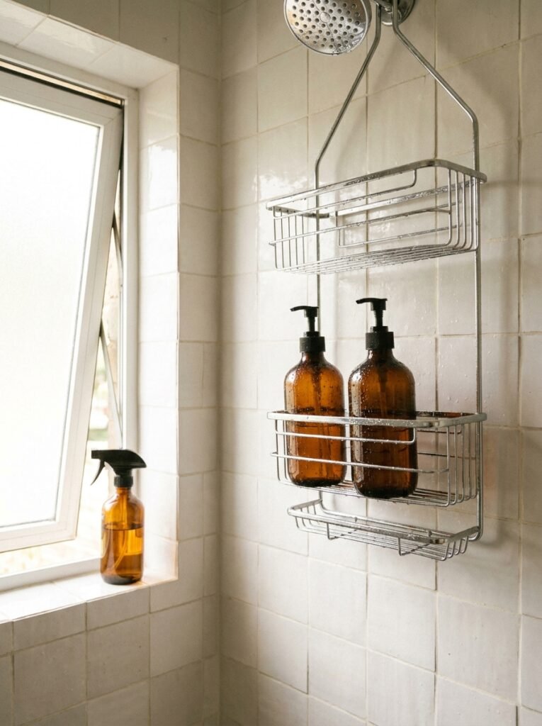 clean mildew-free shower with an open window