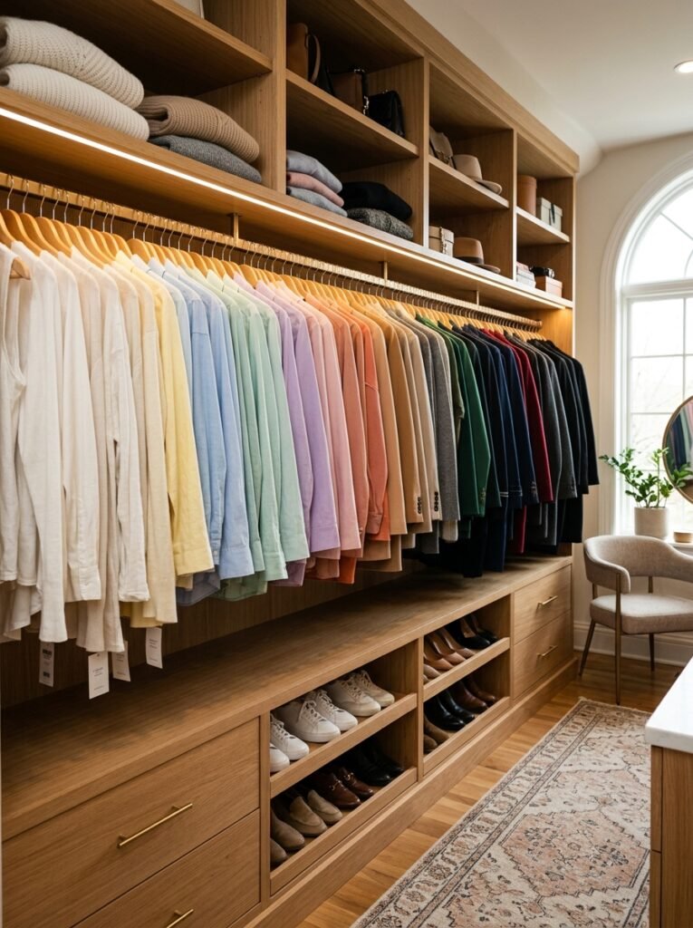 20 Closet Organization Ideas For a Neat and Tidy Space closet with clothes organized color 202606151236