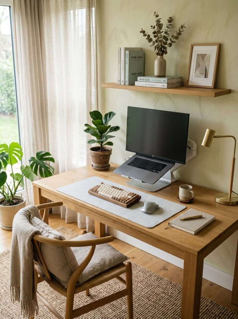 15 Aesthetic Desk Setup Ideas For a Stylish Office japandi style desk setup
