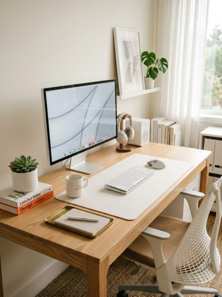 15 Aesthetic Desk Setup Ideas For a Stylish Office white aesthetic desk setup