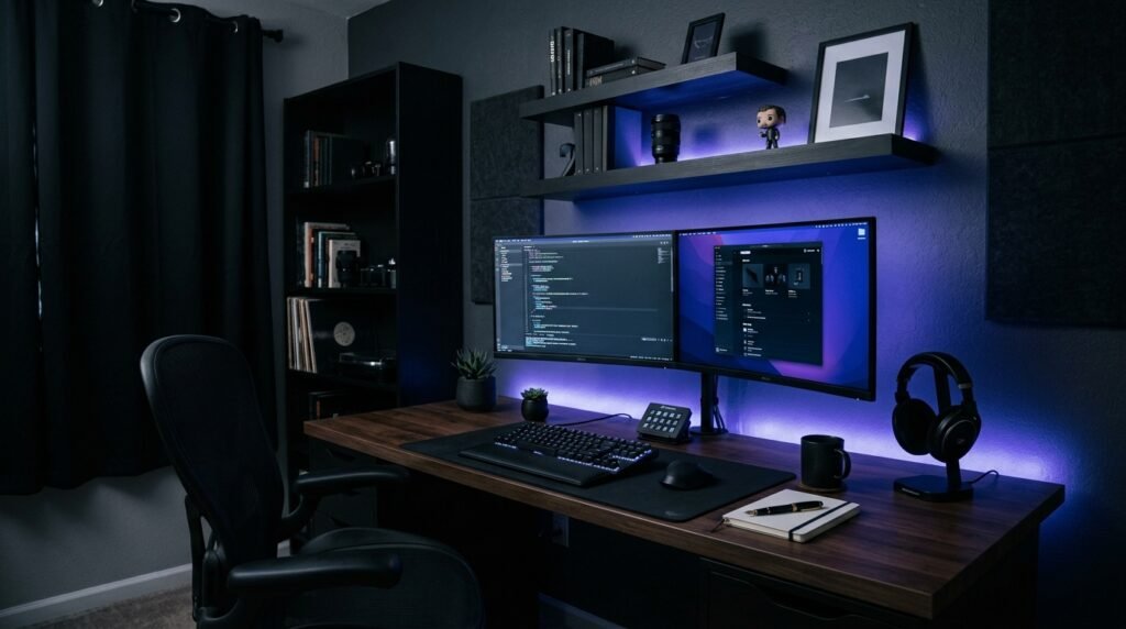 15 Aesthetic Desk Setup Ideas For a Stylish Office desk setup with led strip 202605201725