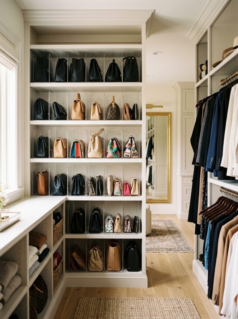 20 Closet Organization Ideas For a Neat and Tidy Space dividers store bags purses closet 202606151230