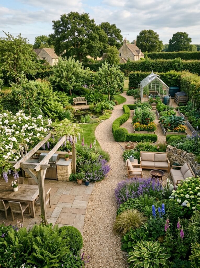 garden with separate zones