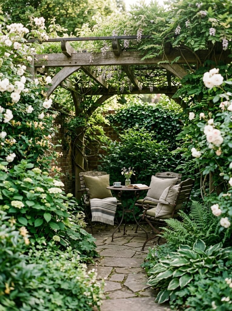 garden with secluded seating area