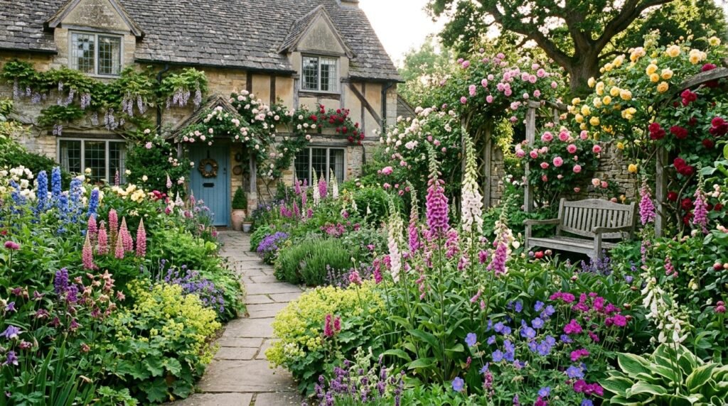 english cottage garden with roses 202605281403