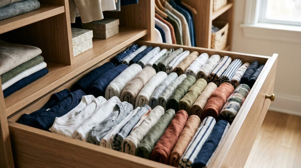 folded clothes inside closet drawer 202605030929