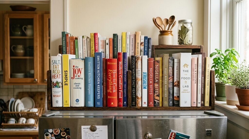 fridge top cookbooks organized 202605292216