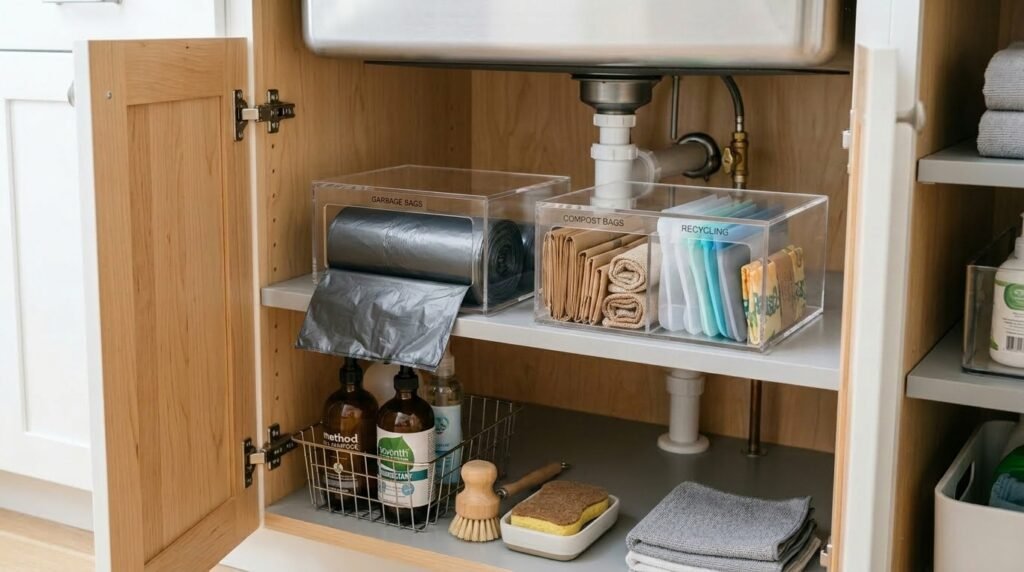 garbage bags in dispensers cabinet 202605101119