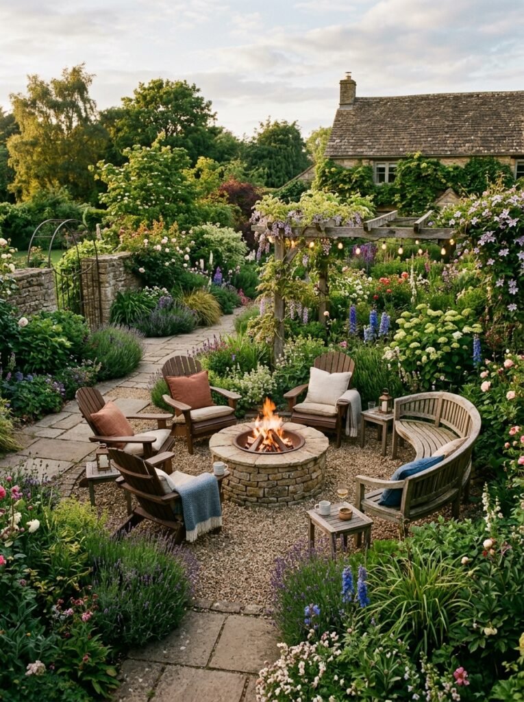 garden layout with seating area 