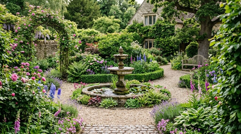 garden with water fountain 202605281339