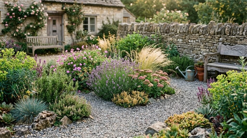 gravel garden with drought plants 202605281408