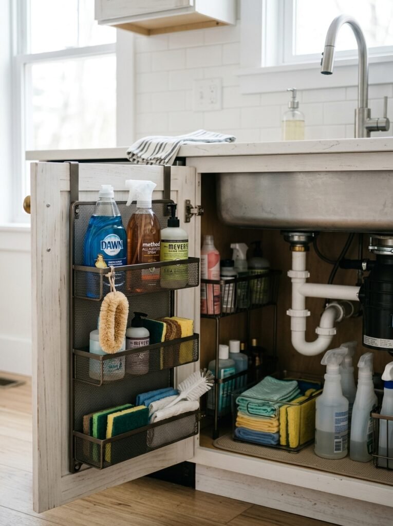 hanging organizers under sink