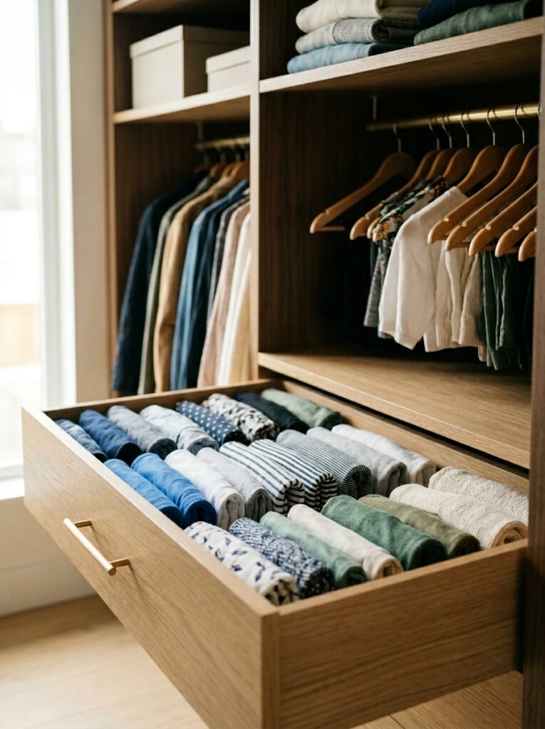 20 Closet Organization Ideas For a Neat and Tidy Space konmari folding method clothes d… 202606151229