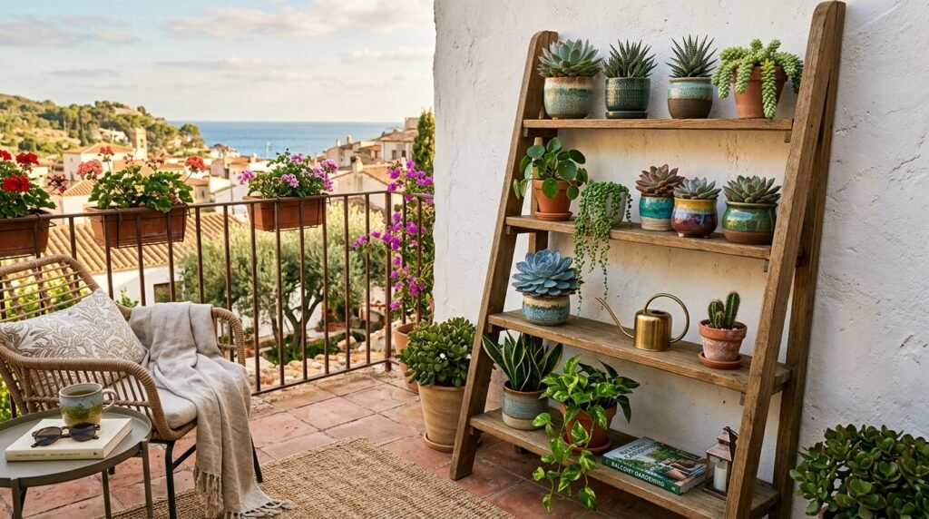 ladder shelf decorated succulent… 202605261751