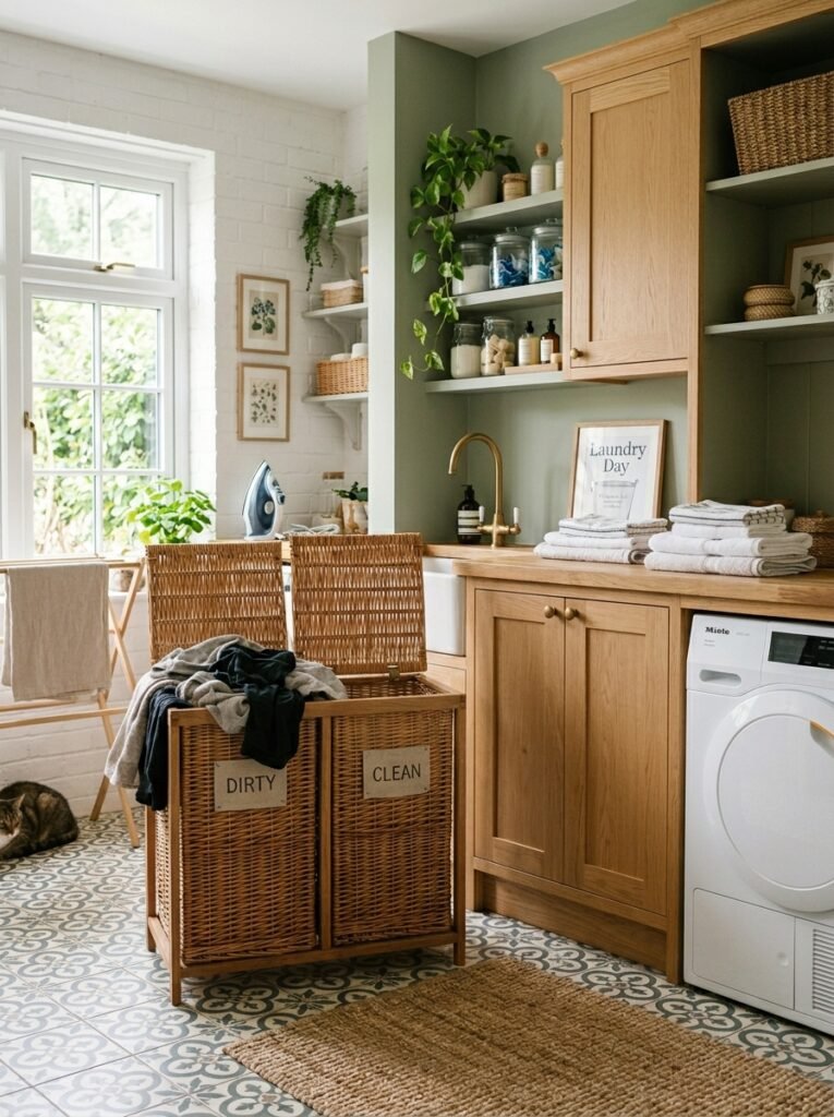 14 Smart Laundry Room Organization Ideas That Actually Work laundry room with clean and dirty laundry hamper