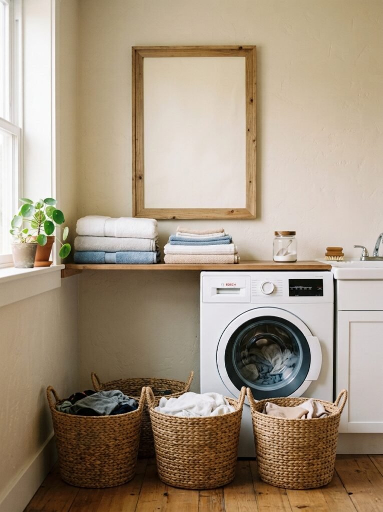 weekly laundry schedule board above a washer