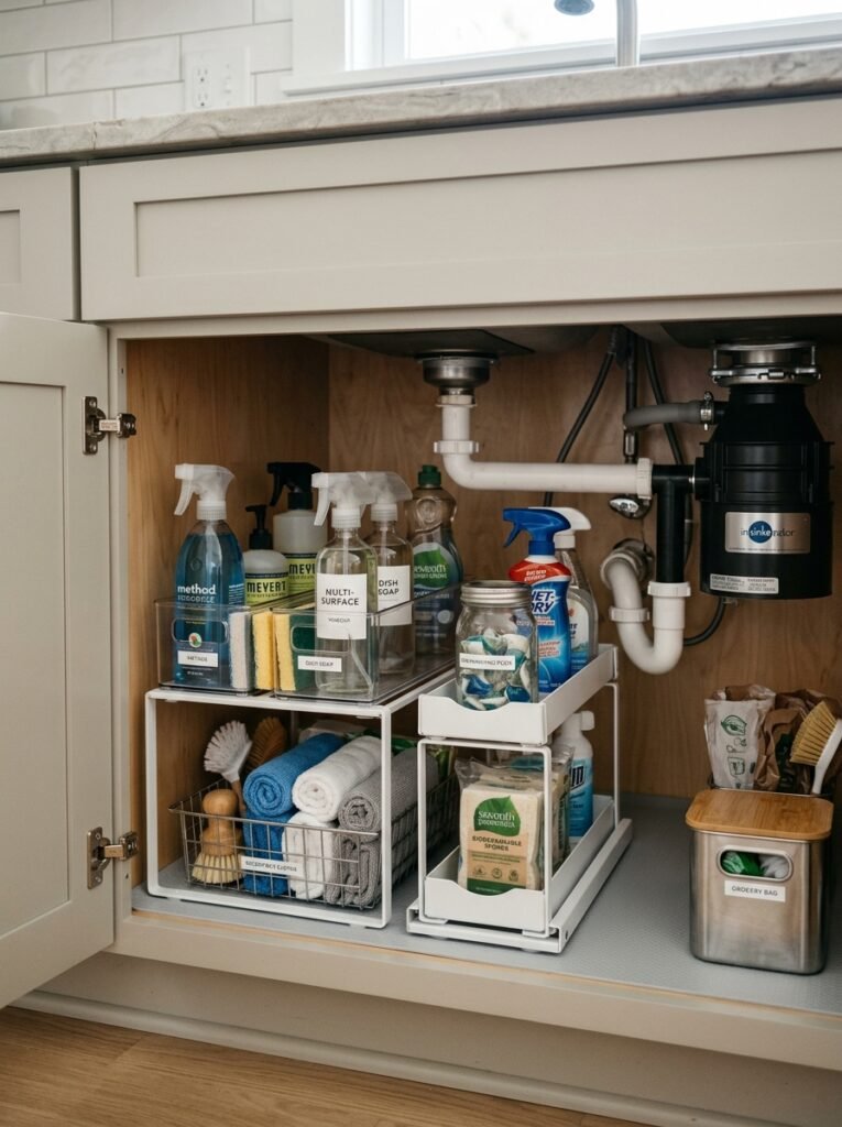 organized under sink kitchen 202606132012